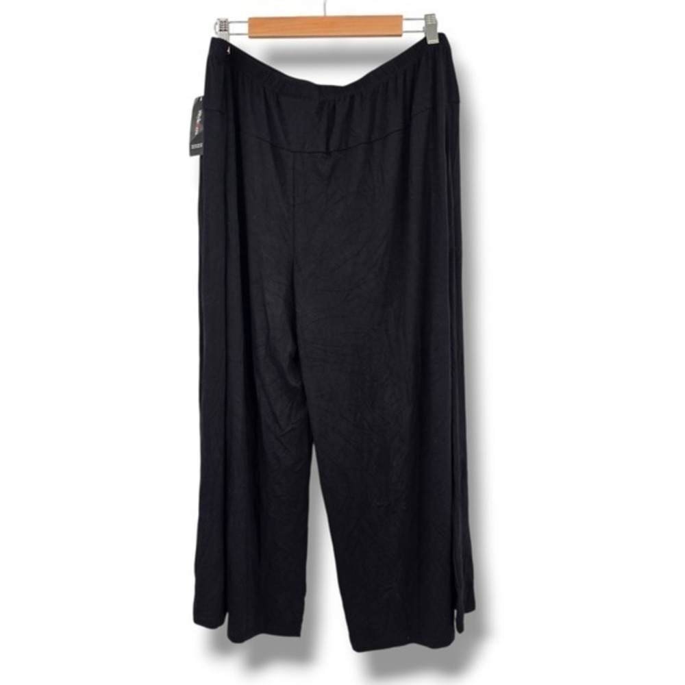 New Style & Co. Women's XL Black Wide Leg Lounge Pants Knit Pull On Slit Casual